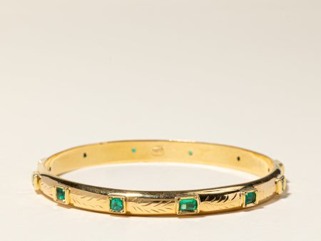 18K Yellow Gold Emerald Bangle | 1.93ctw | 7.75  | Online Sale