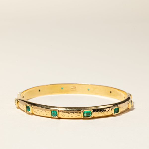 18K Yellow Gold Emerald Bangle | 1.93ctw | 7.75  | Online Sale