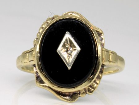 Onyx & Diamond Cocktail Ring | 1.70ct, 0.01ct | SZ 6.75 | Online Sale