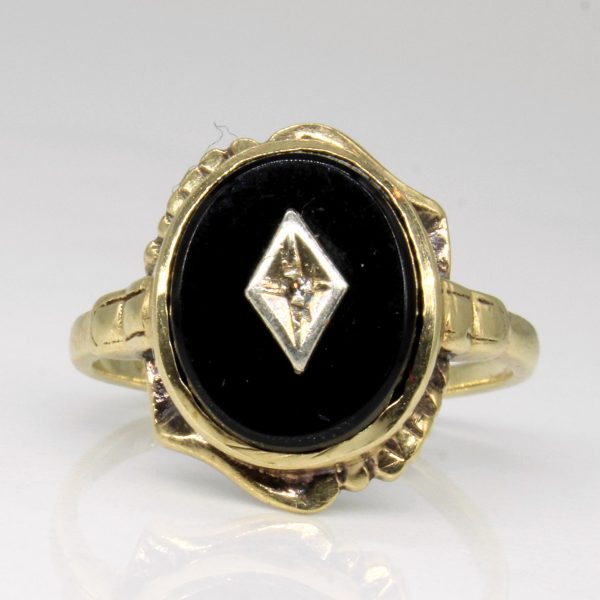 Onyx & Diamond Cocktail Ring | 1.70ct, 0.01ct | SZ 6.75 | Online Sale