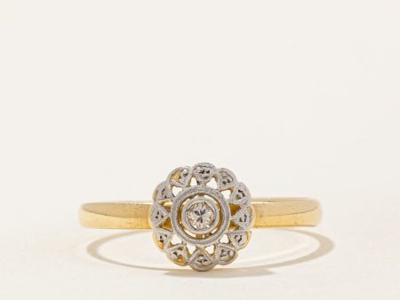 Vintage 18k Transitional Cut Diamond  Ring | 0.06ct | SZ 10.75 | on Sale