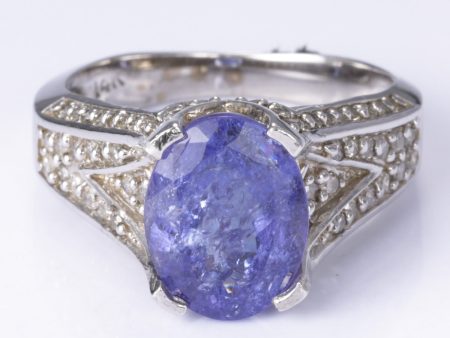 14k White Gold Tanzanite & Diamond Ring | 3.75ct, 0.50ctw | SZ 6.75 | Online Hot Sale