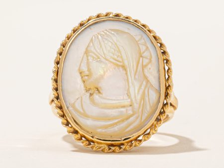 Vintage Mother of Pearl Carved Cameo Ring | 4.50ct | SZ 7.5 | Sale