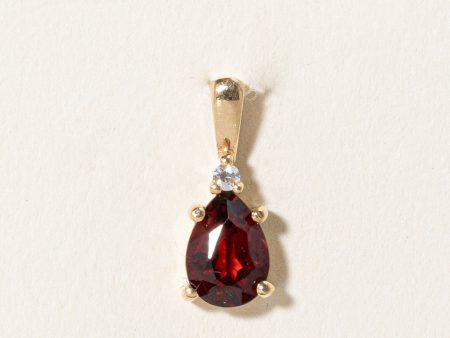 Garnet & Diamond Pendant | 0.75ct, 0.02ct | For Sale