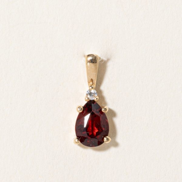 Garnet & Diamond Pendant | 0.75ct, 0.02ct | For Sale