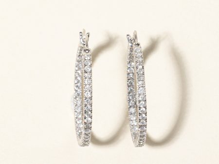 14K White Gold Diamond Hoop Earrings | 0.95ctw | For Sale