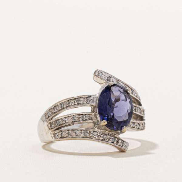 Iolite & Diamond Bypass Ring | 1.50ct, 0.15ctw | SZ 6 | Discount