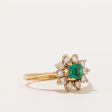 Emerald & Diamond Halo Ring | 0.25ct, 0.20ctw | SZ 6.75 | Supply