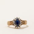 Synthetic Sapphire & Diamond Halo Ring | 0.50ct, 0.03ctw | SZ 4 | Online Sale