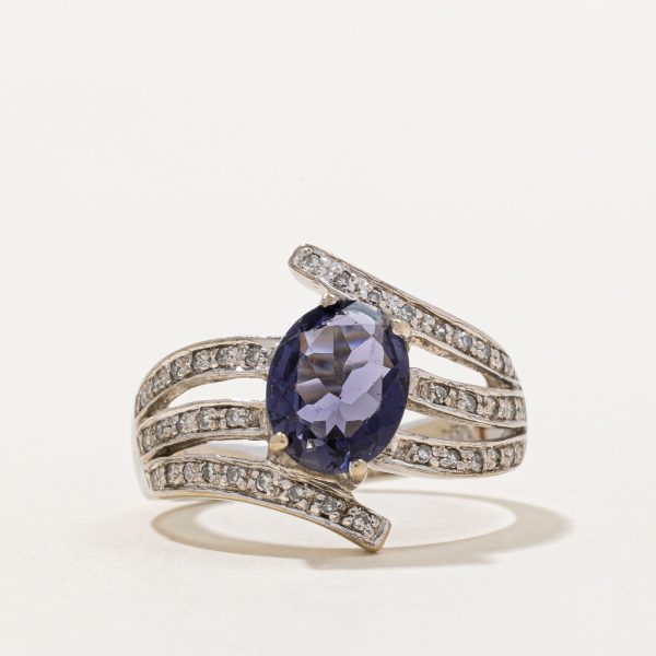 Iolite & Diamond Bypass Ring | 1.50ct, 0.15ctw | SZ 6 | Discount