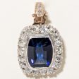 Old European Diamond Pendant with Synthetic Sapphire | 1.8ctw 4.5ct 0.01ctw  | Fashion