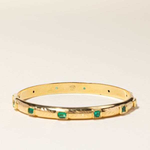 18K Yellow Gold Emerald Bangle | 1.93ctw | 7.75  | Online Sale