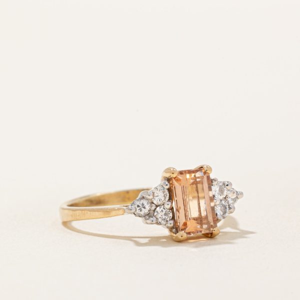 Peach Topaz & Diamond Ring | 1.10ct, 0.21ctw | SZ 6.75 | For Sale