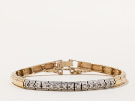 Two Tone Gold Illusion Set Diamond Bracelet | 0.27ctw | 7.5  | For Cheap