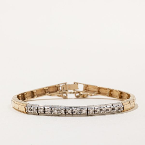 Two Tone Gold Illusion Set Diamond Bracelet | 0.27ctw | 7.5  | For Cheap