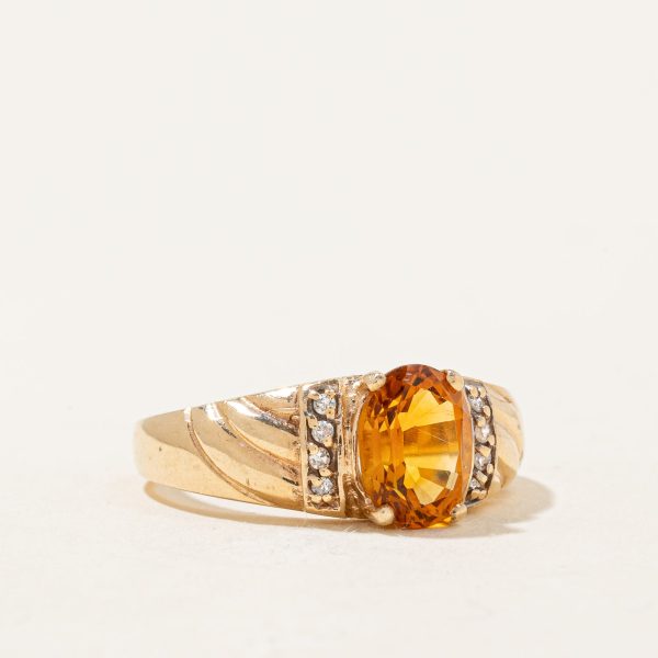 Mandarin Citrine & Diamond Ring | 1.00ct, 0.04ctw | SZ 6.75 | For Sale