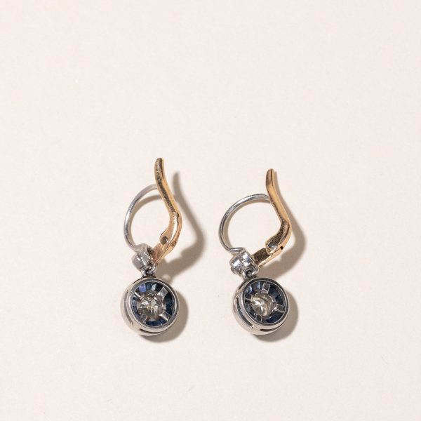 18k Diamond and Sapphire Earrings | 0.44ctw, 0.6ctw, 0.05ctw | For Sale