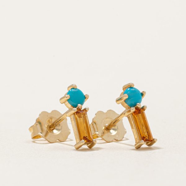 100 Ways  Citrine & Turquoise Earrings | 0.30ctw, 0.10ctw | For Sale