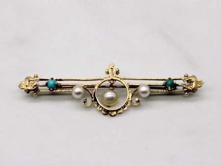 Vintage Chrysocolla & Pearl Brooch | 0.25ctw | Cheap