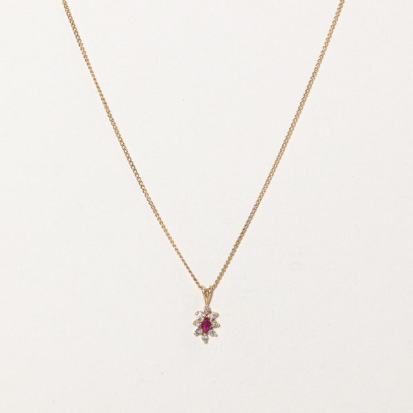 Ruby & Diamond Pendant Necklace | 0.15ct, 0.08ctw | 18  | Hot on Sale