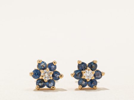 Sapphire & Diamond Earrings | 0.60ctw, 0.10ctw | Discount