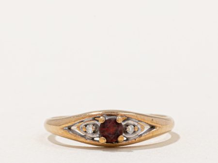 Garnet & Diamond Ring | 0.16ct, 0.01ctw | SZ 6.25 | For Sale