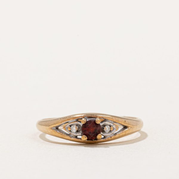 Garnet & Diamond Ring | 0.16ct, 0.01ctw | SZ 6.25 | For Sale