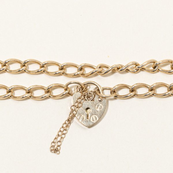 9k Yellow Gold Heart Lock Bracelet | 7  | Sale