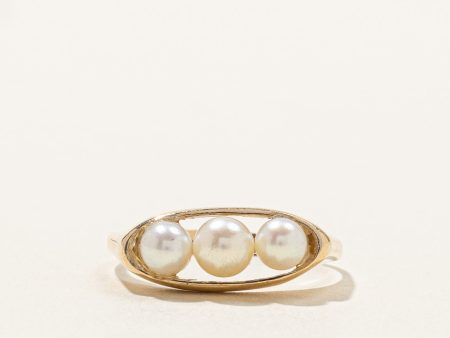 Vintage Three Stone Pearl Ring | SZ 6.75 | Online Hot Sale