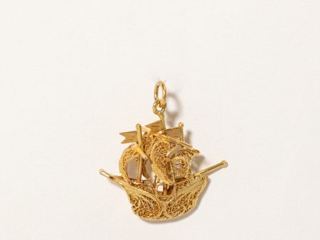 Vintage Portuguese Gold Ship Charm Sale