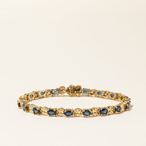 18K Yellow Gold Sapphire & Diamond Bracelet | 4.84ctw, 0.55ctw | 6.75  | Supply