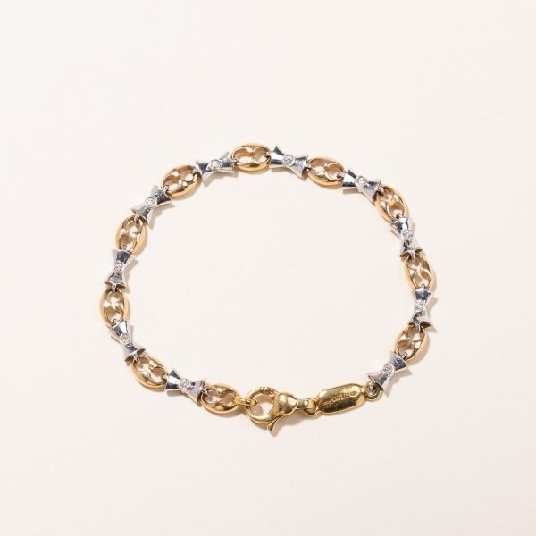 18k Two Tone Gold Diamond Bracelet | 0.34ctw | 7  Cheap