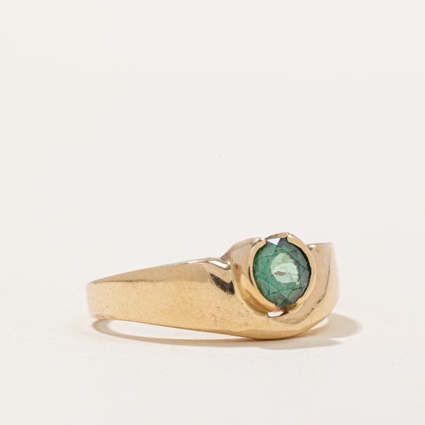 Semi Bezel Offset Green Tourmaline Ring | 0.80ct | SZ 10.25 | Discount