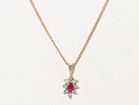 Ruby & Diamond Pendant Necklace | 0.15ct, 0.08ctw | 18  | Hot on Sale