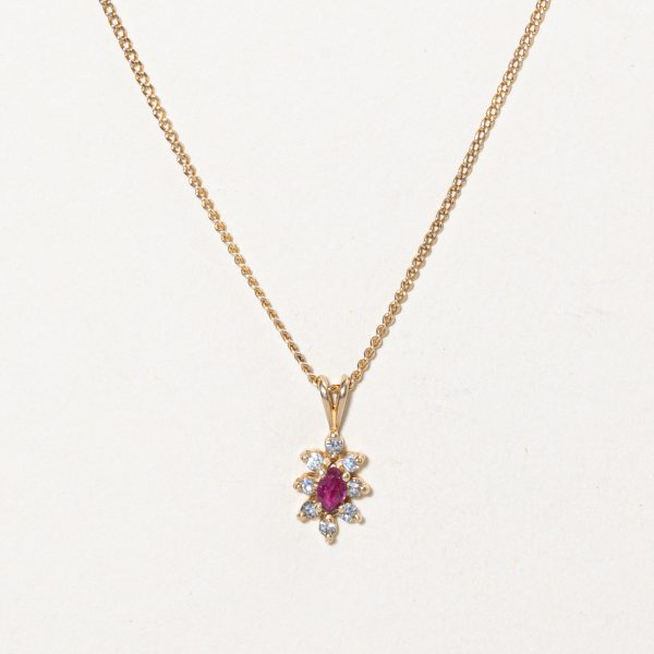 Ruby & Diamond Pendant Necklace | 0.15ct, 0.08ctw | 18  | Hot on Sale