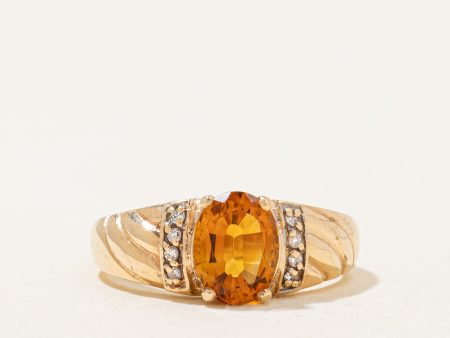 Mandarin Citrine & Diamond Ring | 1.00ct, 0.04ctw | SZ 6.75 | For Sale