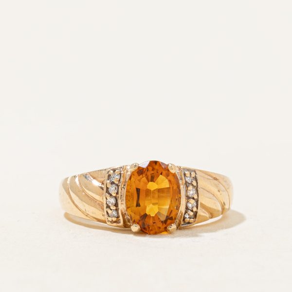 Mandarin Citrine & Diamond Ring | 1.00ct, 0.04ctw | SZ 6.75 | For Sale