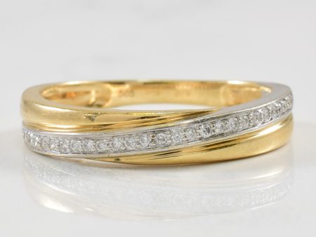 Two Tone Gold Crossover Diamond Ring | 0.09ctw | SZ 7.25 | Cheap