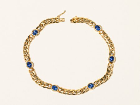 18K Yellow Gold Diamond and Sapphire Bracelet | 0.13ctw, 2.58ctw | 7.25  on Sale