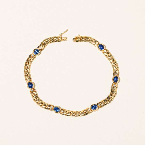 18K Yellow Gold Diamond and Sapphire Bracelet | 0.13ctw, 2.58ctw | 7.25  on Sale