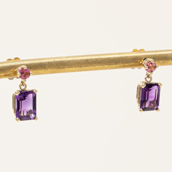 100 Ways  Amethyst & Tourmaline Drop Earrings | 1.84ctw, 0.26ctw | Hot on Sale