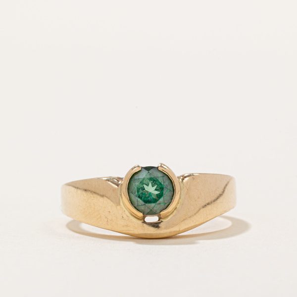 Semi Bezel Offset Green Tourmaline Ring | 0.80ct | SZ 10.25 | Discount