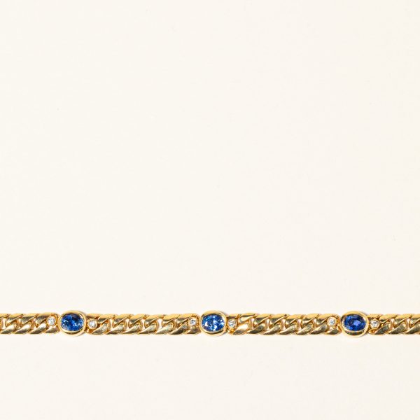 18K Yellow Gold Diamond and Sapphire Bracelet | 0.13ctw, 2.58ctw | 7.25  on Sale