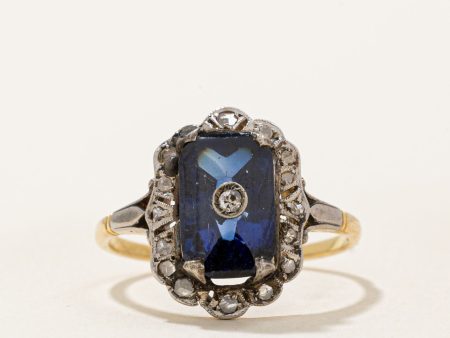 Vintage Synthetic Sapphire & Rose Cut Diamond Ring | 1.50ct, 0.08ctw | SZ 5.75 | For Discount