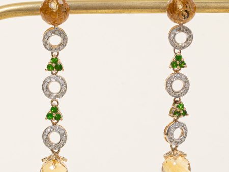 Multi Gemstones Drop Earrings | 12.44ctw | For Discount