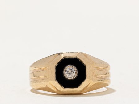 Octagonal Onyx & Diamond Ring | 0.70ct, 0.06ct | SZ 7.5 | on Sale