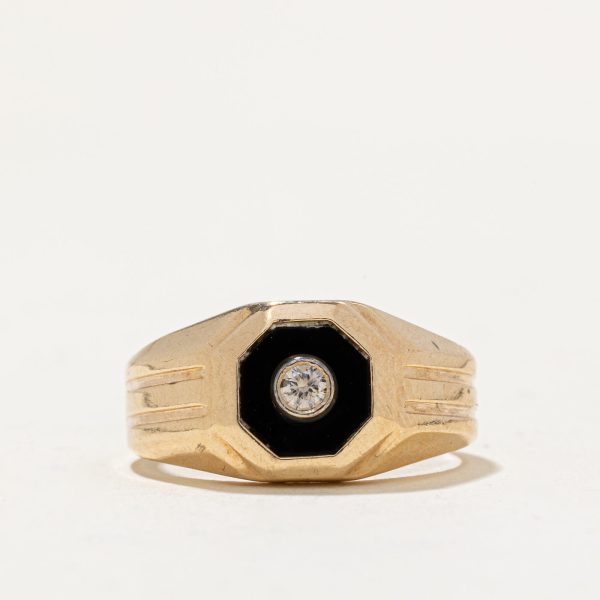 Octagonal Onyx & Diamond Ring | 0.70ct, 0.06ct | SZ 7.5 | on Sale