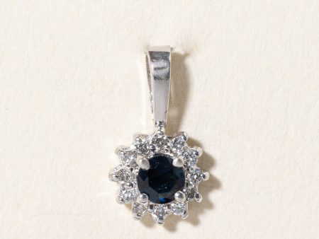 Sapphire & Diamond Halo Pendant | 0.25ct, 0.12ctw | Online Sale