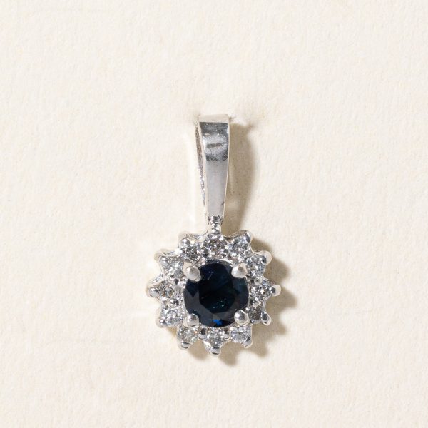 Sapphire & Diamond Halo Pendant | 0.25ct, 0.12ctw | Online Sale