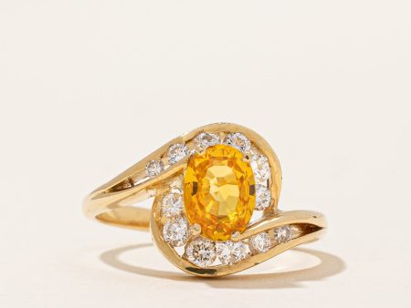 Yellow Sapphire & Diamond Bypass Ring | 1.05ct, 0.31ctw | SZ 6.5 | For Cheap